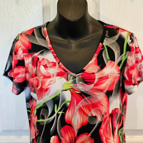 Peter Nygard Women's Dress Top Amaryllis Floral Lightweight Airy PM - Picture 3 of 7